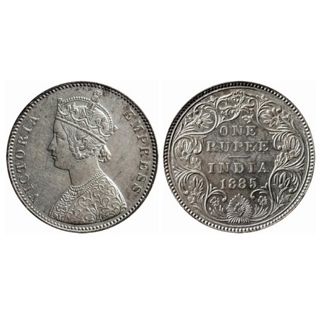 Victoria Empress, Silver, Rupee, 1885, Bombay Mint, A3/II(i), B raised, top stroke of nume