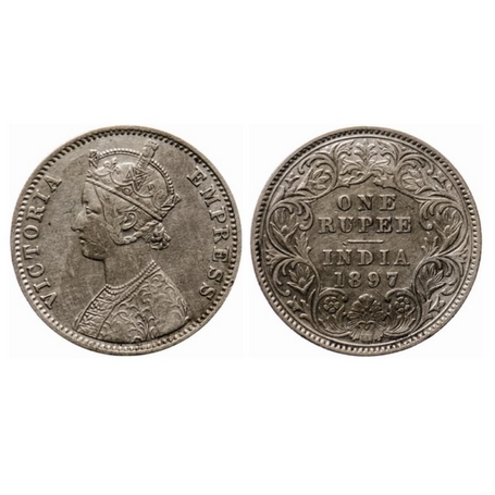 Victoria Empress, Silver, Rupee, 1897, Calcutta Mint, C3/I, 'C' incused. GK 582. Very Fine