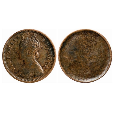Victoria Empress, Copper, ½ Pice, Obverse Lakhi. Very Fine, Rare.