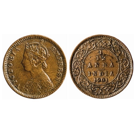 Victoria Empress, Copper, 1/12 Anna, 1901, Calcutta Mint, Obv. B, No mint mark. GK 921. Ab