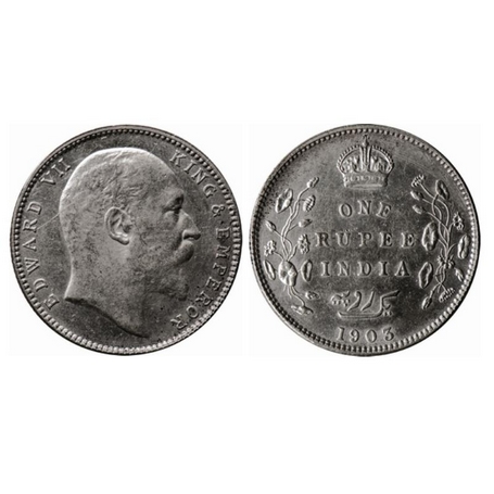Edward VII, Silver, Rupee, 1903, Bombay Mint, B incused, Dot. GK 926. Extremely Fine+, Sca