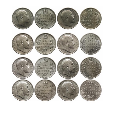 Edward VII, Silver, Rupee (8 Coins), 1903 ( Cal) (2), 1904 (Cal), 1905 (Bom), 1906 (Cal) (
