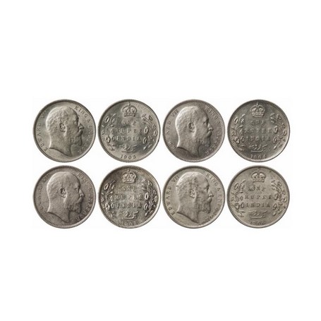 Edward VII, Silver, Rupee (4 Coins), 1903 (Cal) no mint mark, 1904 (Bom) 'B' incused, dot,