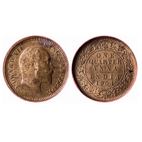 Edward VII, Copper, Quarter Anna, 1904, Calcutta Mint, No mint mark. F. Prid. 647. MS 62 N