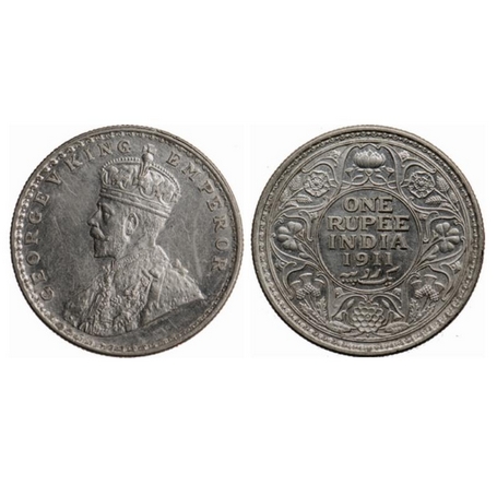 George V, Silver, Rupee, 1911, Bombay Mint, Dot, Pig type. GK 102. Extremely Fine+, Scarce