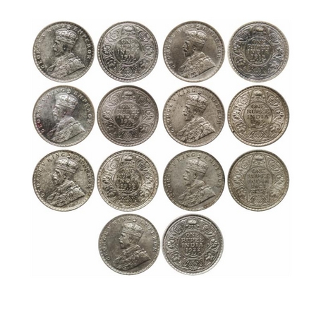 George V, Silver, Rupee (7 Coins), 1911 (Bom), 1913 (Bom), 1915 (Cal), 1918 (Bom), 1919 (B