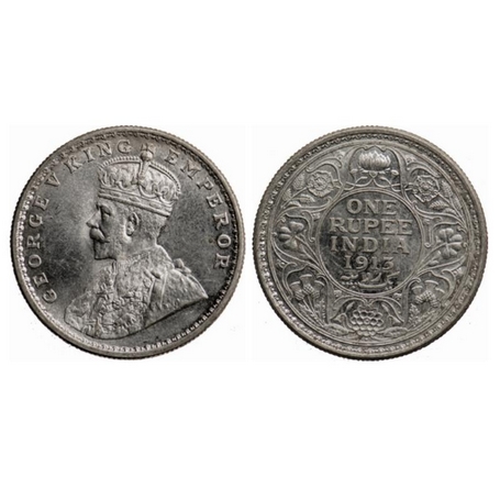 George V, Silver Rupee, 1913, Bombay Mint, Dot. GK 1028. About Uncirculated, Scarce.