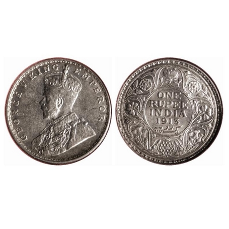 George V, Silver, Rupee, 1913, Bombay Mint. F. Prid 219. NGS Slabbed MS 60, Scarce.