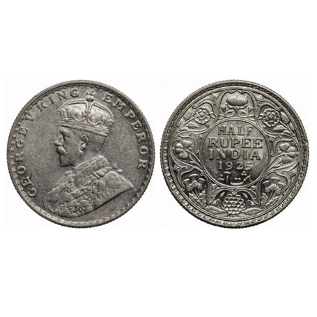 George V, Silver, ½ Rupee, 1925, Bombay Mint, Dot. GK 1066. Extremely Fine+, Scarce.