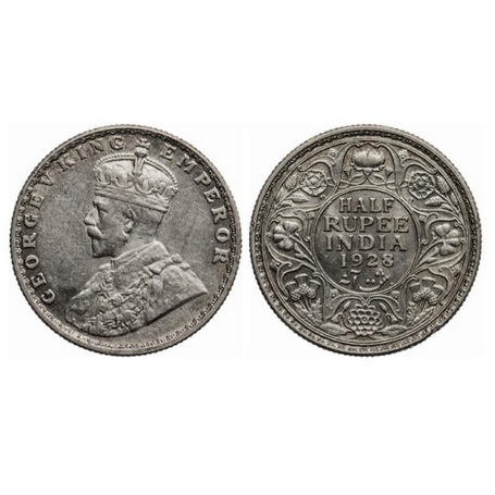George V, Silver, ½ Rupee, 1928, Bombay Mint, Dot. GK 1070. Extremely Fine, Scarce.