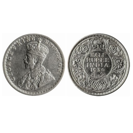 George V, Silver ½ Rupee, 1930, Calcutta Mint, No dot. GK 1072. Extremely Fine+, Scarce.