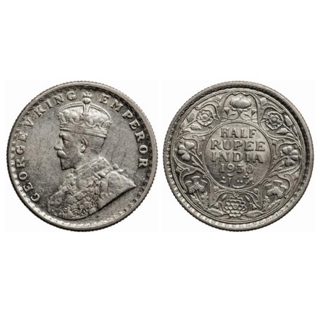 George V, Silver, ½ Rupee, 1930, Calcutta Mint, No dot. GK 1072. Extremely Fine, Scarce.