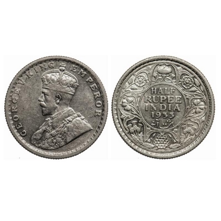 George V, Silver, ½ Rupee, 1933, Calcutta Mint, No dot. GK 1073. Extremely Fine, Scarce.