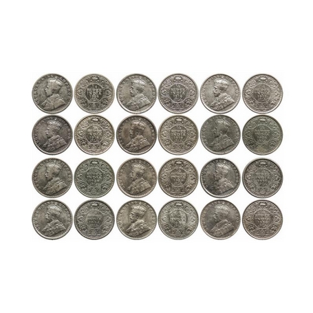 George V, Silver, ¼ Rupee (12 Coins), 1914 (Bom), 1916 (Cal), 1917 (Cal), 1918 (Cal), 1919
