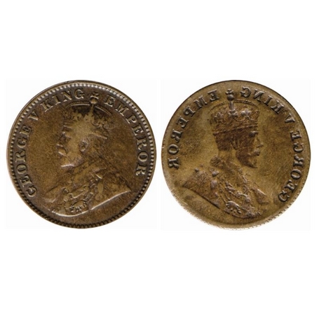 George V, Bronze, Quarter Anna, Obverse lakhi. Very Fine, Rare.