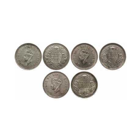 George VI, Half Silver, Rupee (3 Coins), 1943 (Bom) B(a)/II, small 3, large head, 1943 (Bo