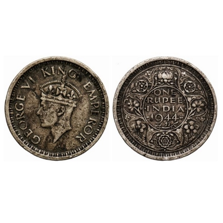 George VI, OMS, Rupee, 1944, Bombay Mint, B(a)/II, Dot, Security edge. Very Fine+, Scarce.