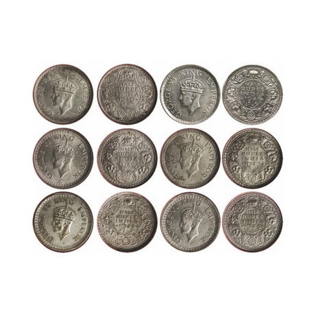 George VI, Half Silver, ½ Rupee (6 Coins), 1940 (NGS Slabbed) Bombay Mint, Head type II, D