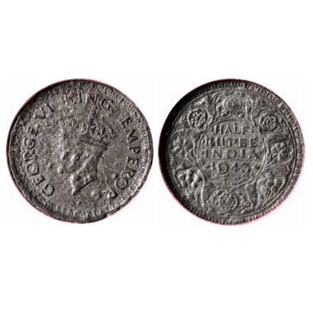 George VI, Lead, ½ Rupee, 1943, Contemporary Copy. NGS Slabbed, Scarce.