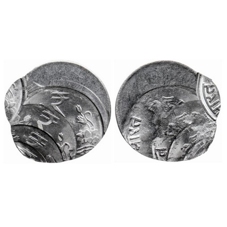 1 Rupee, 2011-2017, Steel, 3.80gm, Error, Off center, multiple struck. Almost Uncirculated