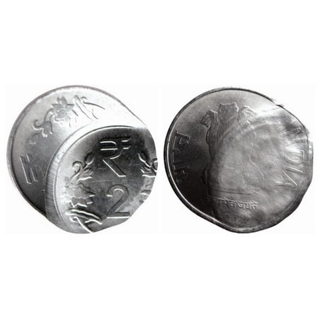 2 Rupees, 2011-2017, Steel, 4.82gm, Error, Heavily double struck. Almost Uncirculated. Sca