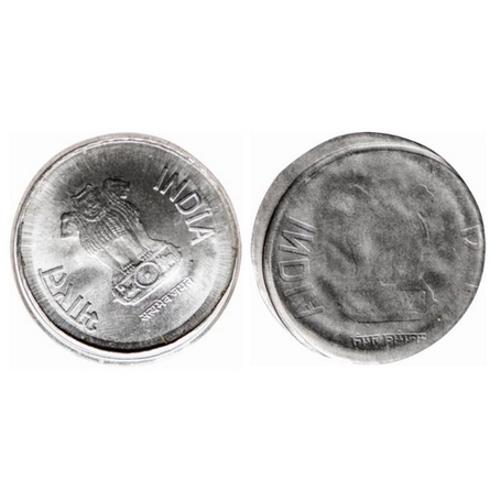 2 Rupees, 2011-2017, Steel, 4.86gm, Error, Obverse Brockage, 10 O'Clock rotation, Broad st