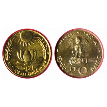 1971, Proof, Aluminum-Bronze, 20 Paise. NGS Slabbed. PR 62+. Scarce.