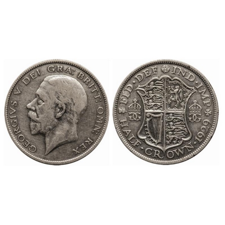 Great Britain, Silver (0.500 silver) ½ Crown, 13.90gm, 1929, Obv: George V head facing lef