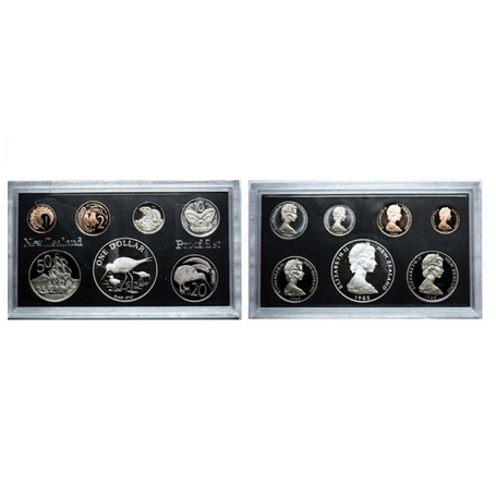New Zealand, Proof Set, (7 Coins set), 1985. Proof with original acrylic box & packaging. 