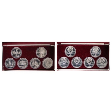 Russia, Copper-Nickel Proof (6 coin Set), 1 Rouble, Olympics Series 1980. KM 153.1, 153.2,