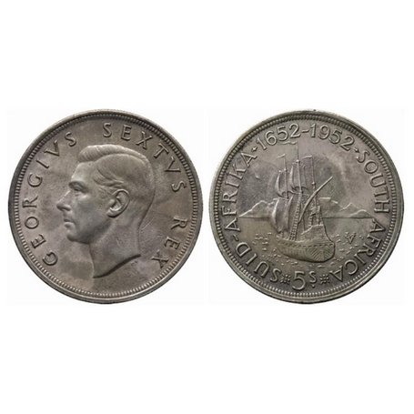 South Africa, Silver (0.500 silver) 5 Shillings, 28.09gm, (1952) AD, 300th Anniversary fou