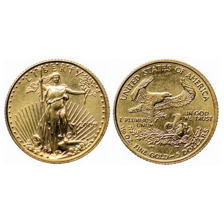 USA, Gold (0.9167 gold) 5 Dollar, 3.40gm, 2006 AD, Obv: Liberty standing & date below Rev:
