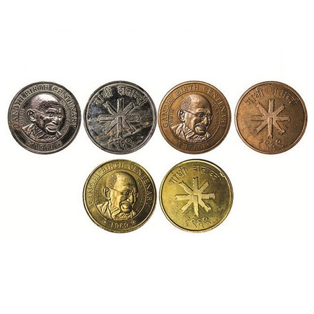 Gandhi Medal, Nickel, Copper & Brass (3 Pcs) 70.00gm, 1969, Gandhi Birth Centenary medals,