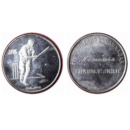 Cricket, Silver Ranji Trophy Medal, 100.00gm, Awarded to Sukhdev Sinhji, by Pratap trust J