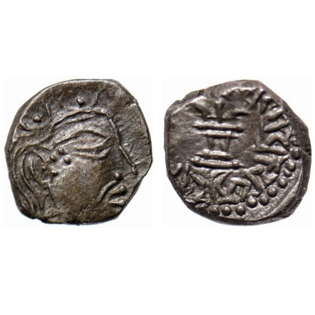 Guptas, Skandagupta (c. 455-480 AD), Silver Drachma, 1.88gm, Obv: Bust of king facing to r
