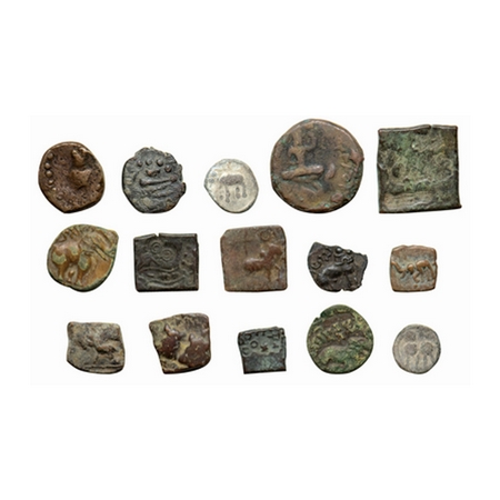 A Mix lot (15 Coins), Ancient Copper and Lead coins including, Eran-Vidishan Punch Marked,