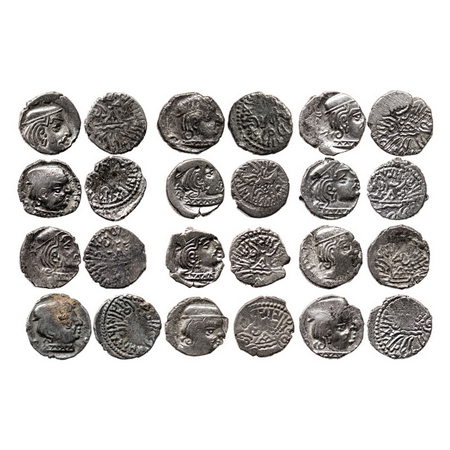 Western Kshatrapa's, Large Lots (100 Coins), Many different rulers eg. Bhartrdaman, Visvas