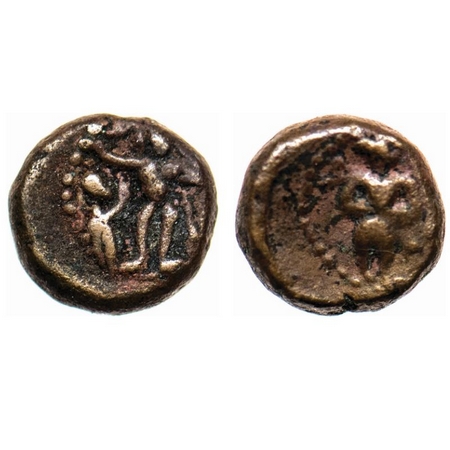 Thanjavur Nayaks, Copper Kasu, 3.42gm, Obv: Rama and Hanuman standing within dotted circle