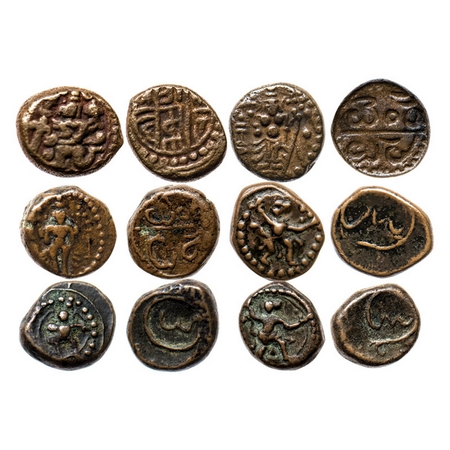 Lot of Copper Kasu (6 Coins), Nayaks of Gingee (1), Tirumala Raya, Obv: Garuda kneeling to