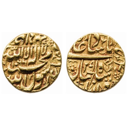 Shah Jahan I, Gold Mohur,10.90gm, Multan Mint (off flan), AH 1066/29 RY. KM 260.13. About 