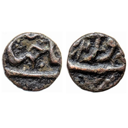 Shah Jahan I, Copper 1/8 Dam, 2.33gm, Surat Mint. Unlisted in KM. Very Fine, Scarce.