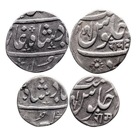Maratha Confederacy, Silver 1/2 & Rupee (2 Coins), 5.54/11.43gm, Ahmadabad Mint, in the na