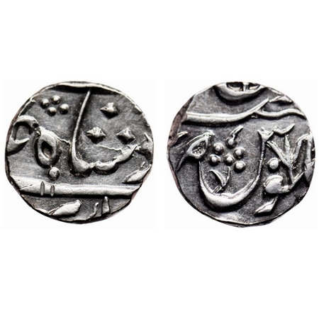 Maratha Confederacy, Silver 1/2 Rupee, 5.56gm, Ja'ffarabad urf Chandor Mint, in the name o