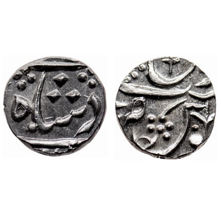 Maratha Confederacy, Silver 1/2 Rupee, 5.54gm, Ja'ffarabad urf Chandor Mint, in the name o