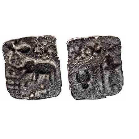 Ujjaini Region (2nd cent. BC), Uninscribed type, Lead Unit, 2.29gm, Obv: An elephant picki