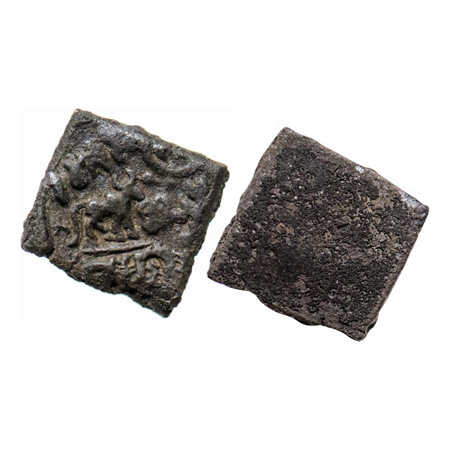 Bhadra Dynasty, Dambhadra, Vidarbha Area, Copper Unit, 3.19gm, Obv: Bull standing facing t