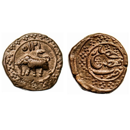 Mysore, Copper Paisa, 11.34gm, Tipu Sultan, Faiz Hisar Mint, AM 1215 retro date on Elephan