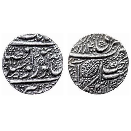 Sikh Empire, Silver Rupee, 11.10gm, Ranjit Singh, Amritsar Mint, Nanak Shahi Couplet, leaf