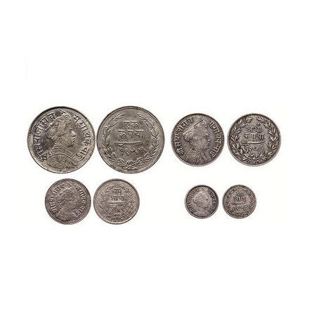 Baroda, Silver (4 Coins set), Sayaji Rao III, Rupee VS 1955, 1/2 Rupee 1951, 4 Annas 1949 