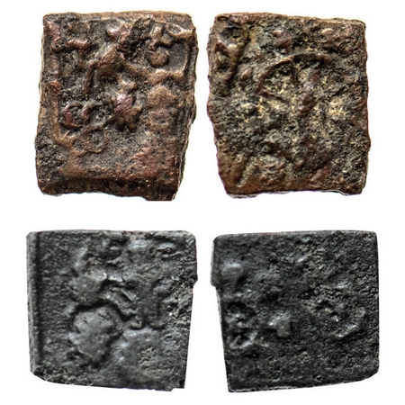 Satavahanas, Uninscribed, Gajalakshmi type, Copper Unit (2 Coins0, 0.92gm & 0.67gm, Vidarb